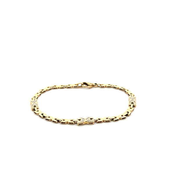 14K Yellow Gold Hollow Mesh Link Bracelet