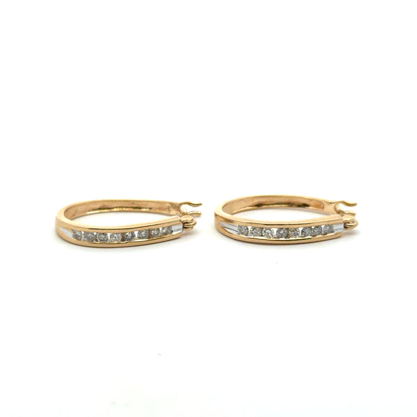 14K Yellow Gold Diamond Hoop Earrings