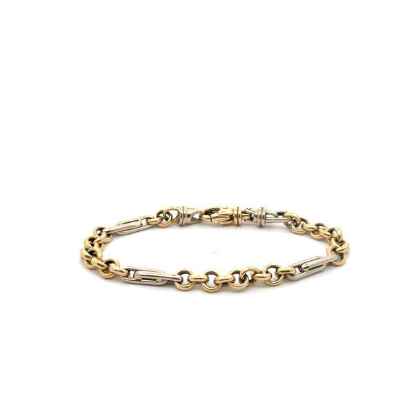 14K White & Yellow Gold Two-Tone Hollow Link Bracelet