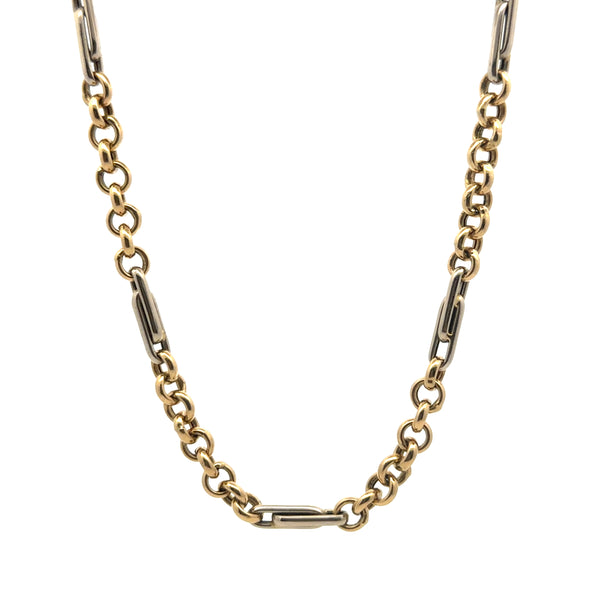 14K White & Yellow Gold Two-Tone Hollow Link Chain