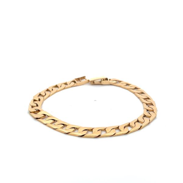14K Yellow Gold Flat Curb Link Bracelet