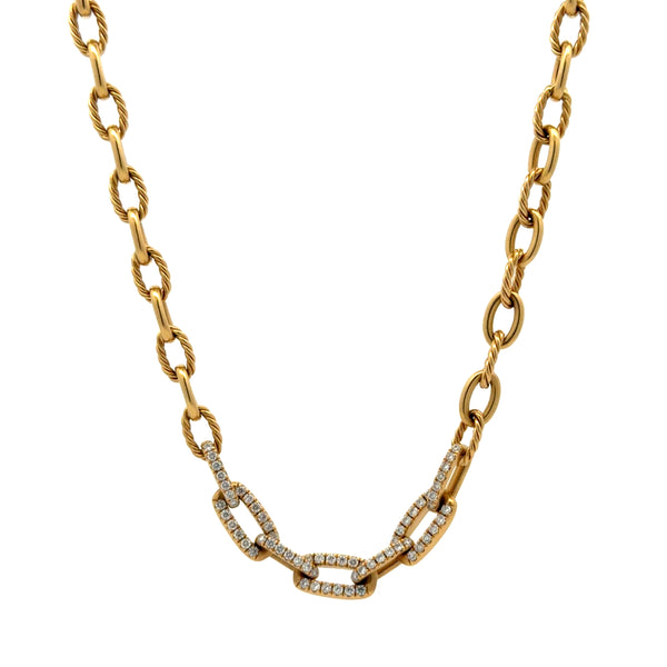18K Yellow Gold David Yurman Oval Cable Necklace and Bracelet Set