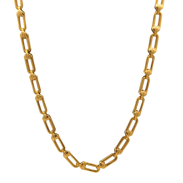 18K Yellow Gold Hollow Cable Link Chain