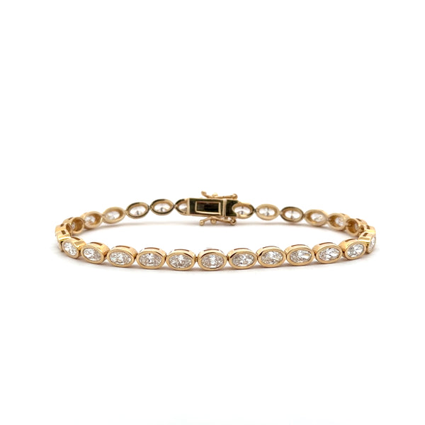 14K Yellow Gold Oval Bezel Set Bracelet