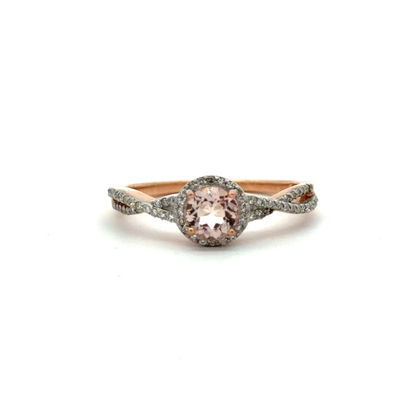 14K Rose Gold Morganite and Diamond Ring