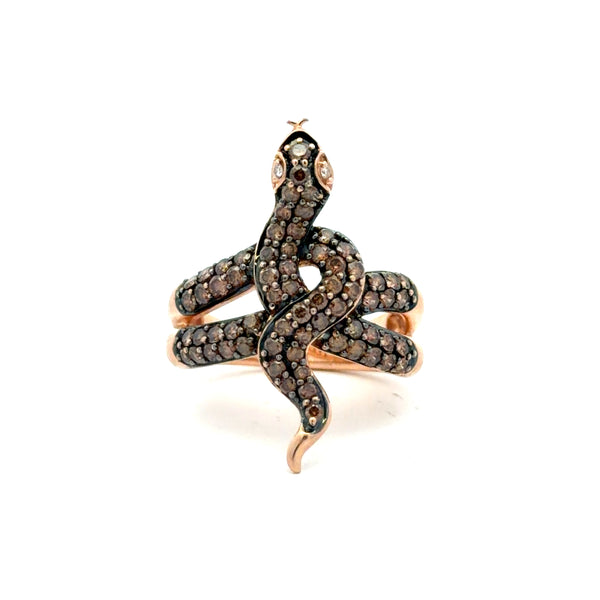 14K Rose Gold Diamond Serpent Ring