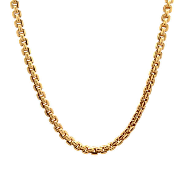 18K Yellow Gold Rectangular Puffed Hollow Chain