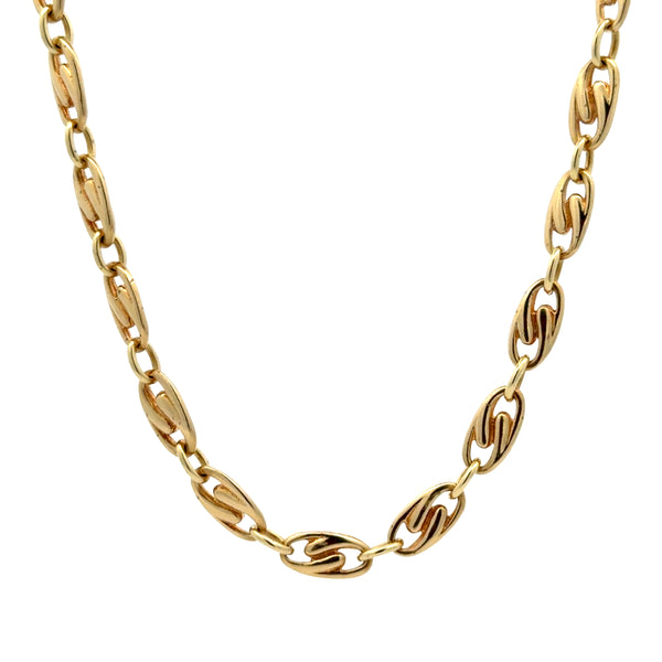 14K Yellow Gold Fancy Oval Belcher Link Chain