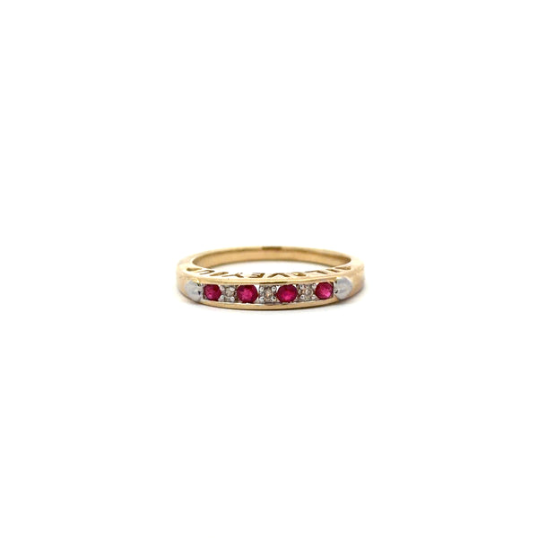 10K Yellow Gold Diamond & Ruby Channel-Set Ring