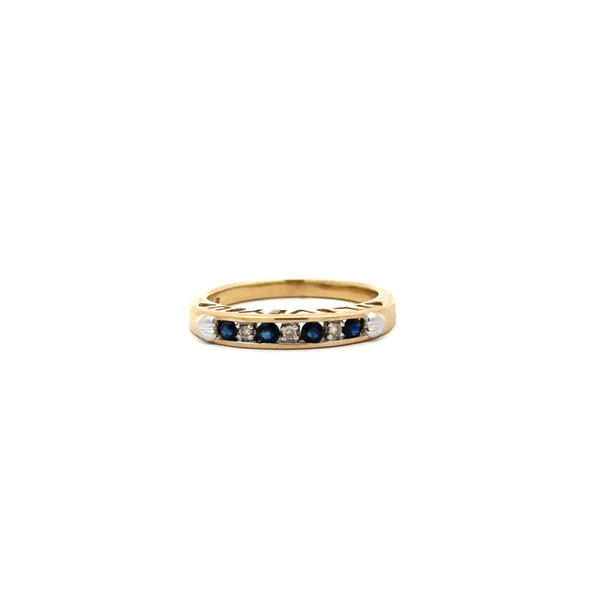 10K Yellow Gold Diamond & Sapphire Channel-Set Ring
