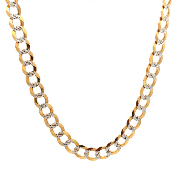 14K Yellow Gold Diamond Cut Flat Curb Link Chain