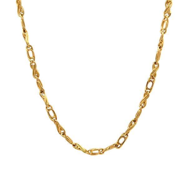 18K Yellow Gold Hollow Scroll Link Chain