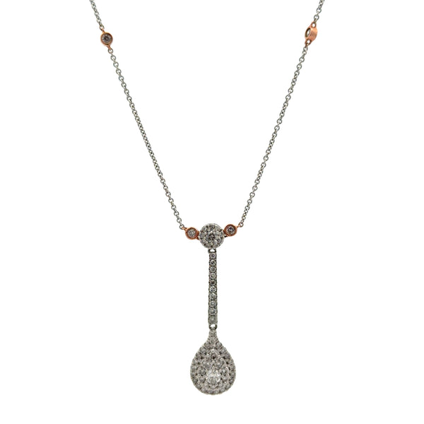 10K White Gold Pear Shape Drop Pendant Necklace