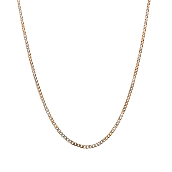 10K White & Yellow Gold Flat Curb Link Chain