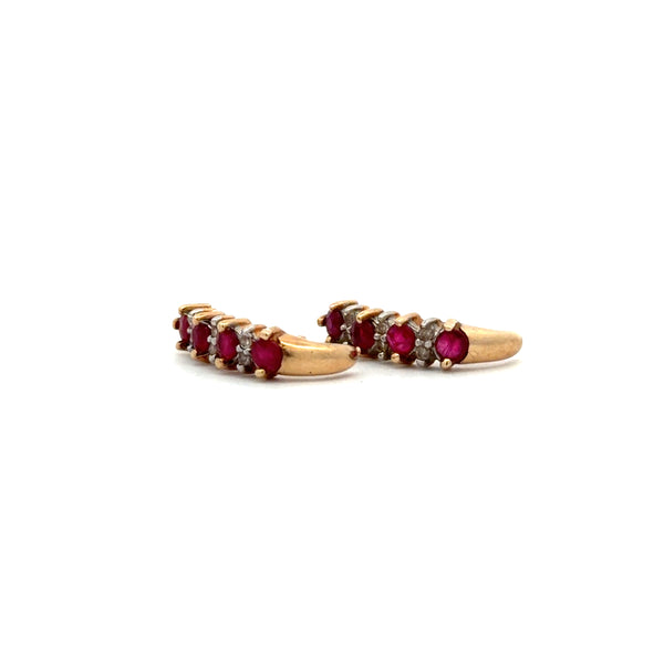 10K Diamond and Ruby Earrings