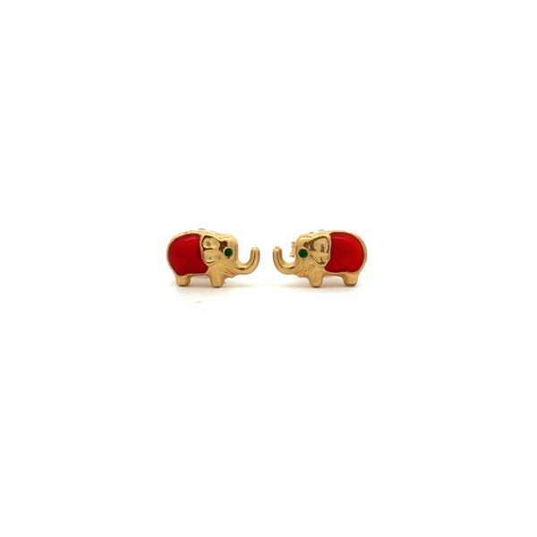 18K Gold Elephant Earrings