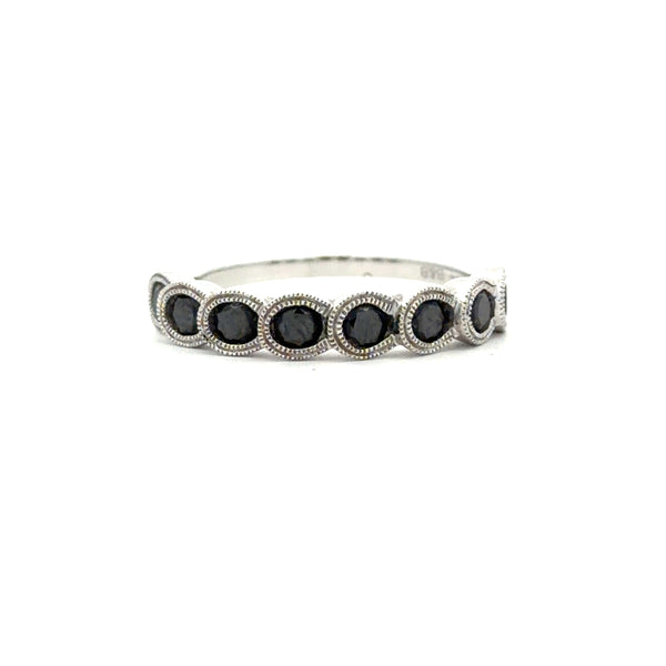 14K White Gold Ladies Black Diamond Ring