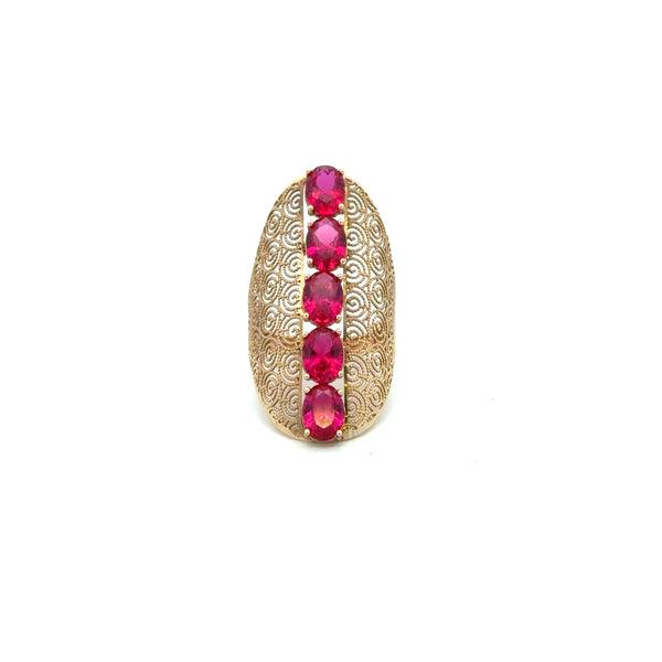 14K Yellow Gold Ruby Cocktail Ring