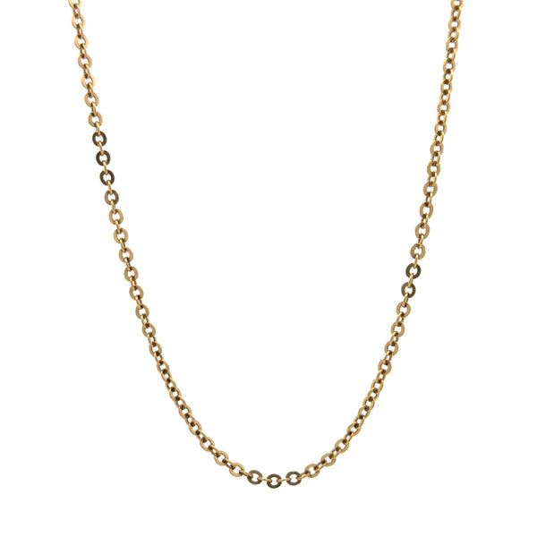 18K Yellow Gold Round Flat Cable Link Chain