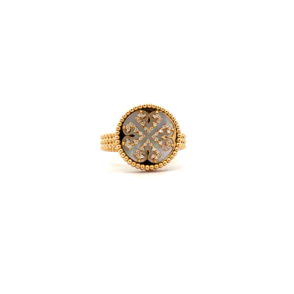 18K Yellow Gold Mother of Pearl Ring