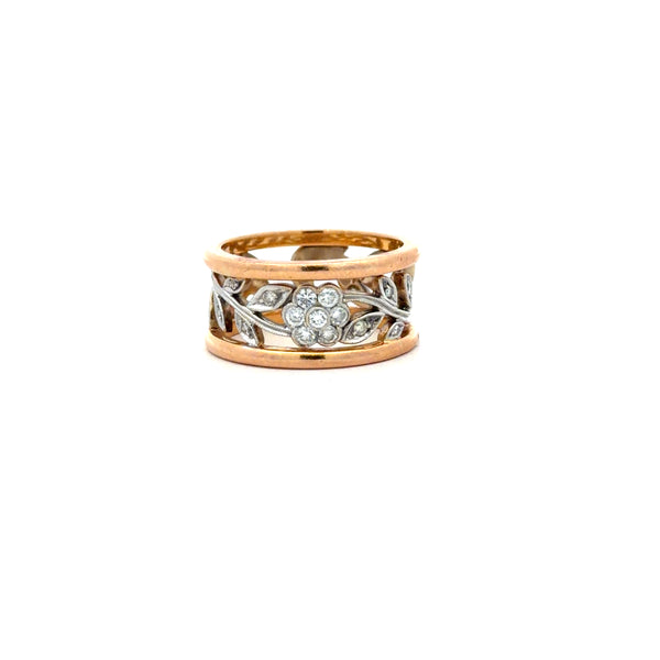 18K Rose Gold Floral Diamond Cocktail Ring