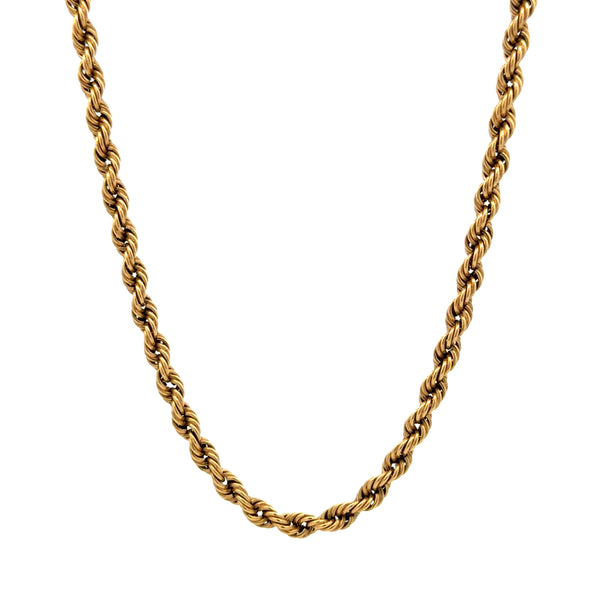 18K Yellow Gold Hollow Rope Link Chain